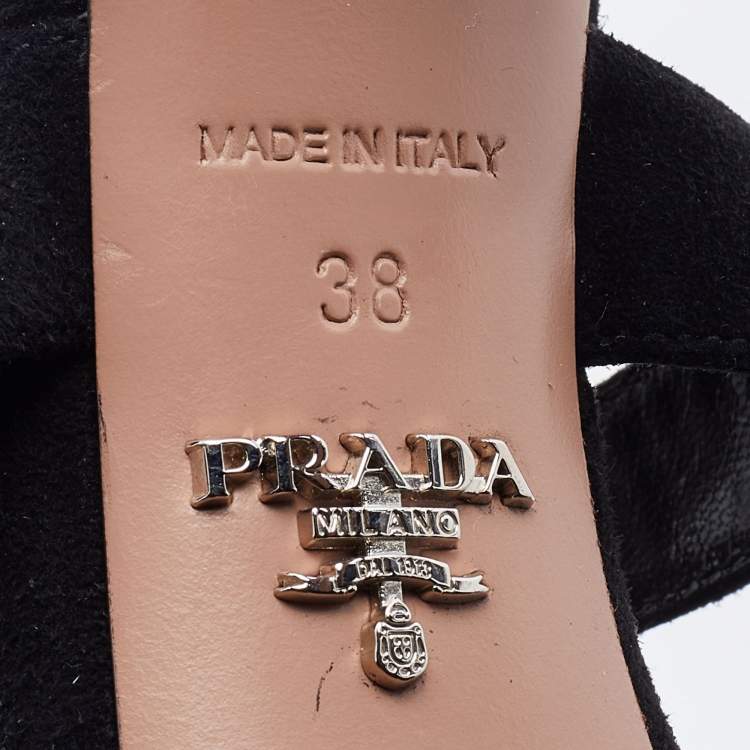 Pre Owned Prada Black Suede Open Toe Baroque Platform Sandals Size 38