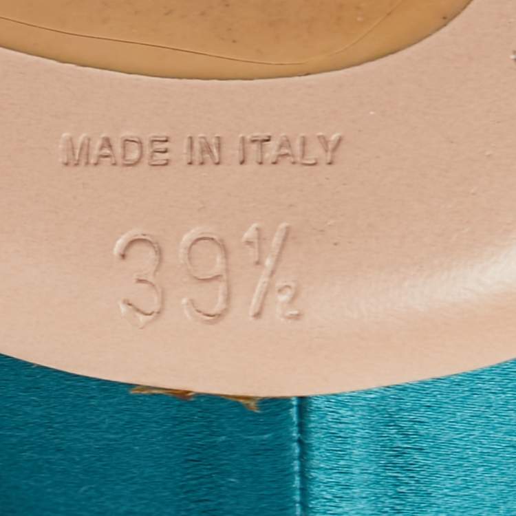 Pre Owned Prada Turquoise Blue Satin Bow Detail Peep Toe Platform Pumps Size 39.5