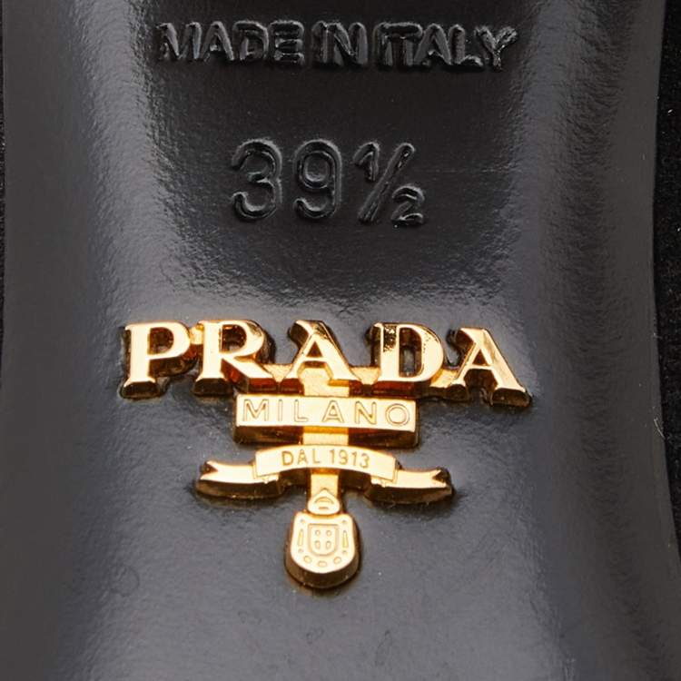 Pre Owned Prada Black Suede Block Heel Ankle Length Boots Size 39.5