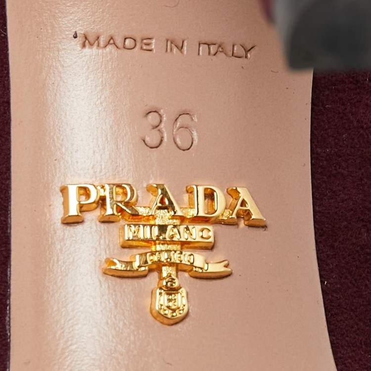 Pre Owned Prada Burgundy Suede Pumps Size 36