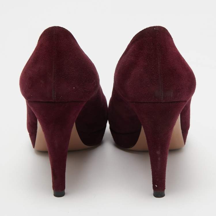 Pre Owned Prada Burgundy Suede Pumps Size 36