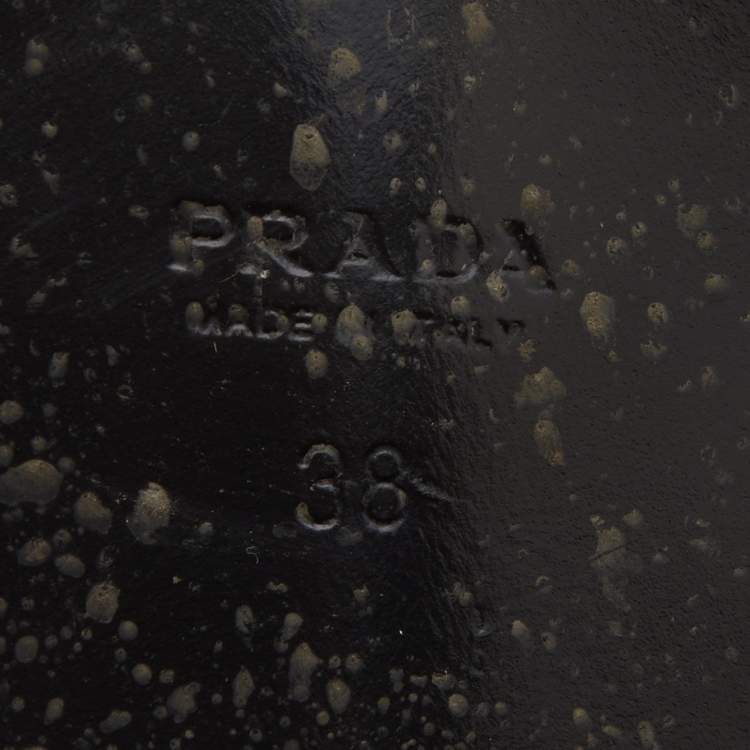 Pre Owned Prada Dark Brown Leather Knee Length Boots Size 38