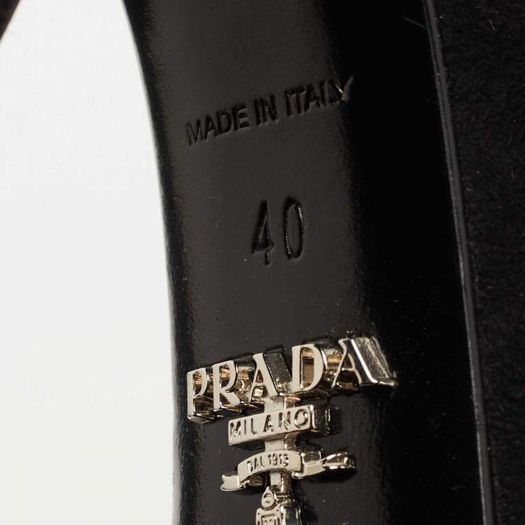 Pre Owned Prada Black Suede Peep Toe Platform Ankle Strap Sandals Size 40