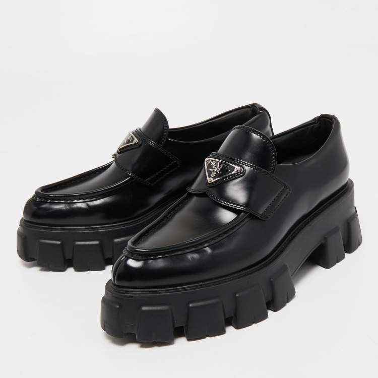 Prada Black Leather Monolith Platform Loafers Size 37 Prada | TLC
