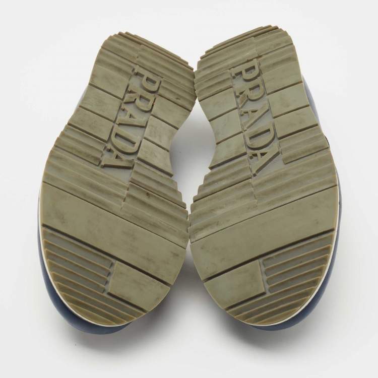 Pre Owned Prada Blue Leather Penny Slip On Sneakers Size 39