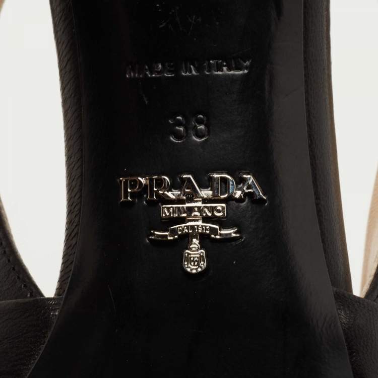 Pre Owned Prada Black Pleated Leather Slingback Pumps Size 38