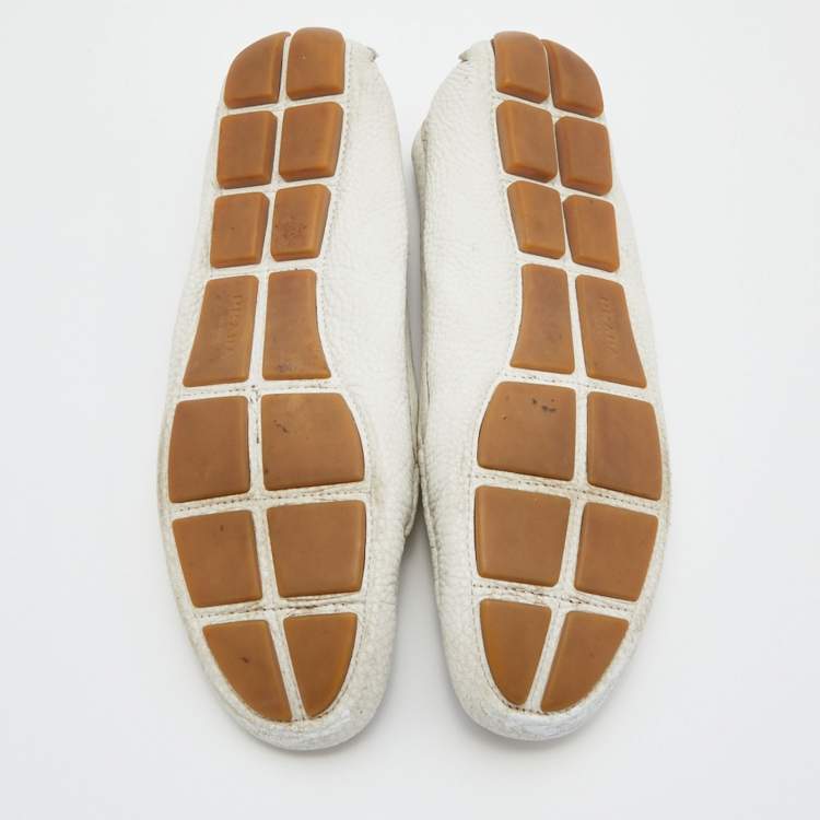 Pre Owned Prada White Leather Penny Slip On Loafers Size 39