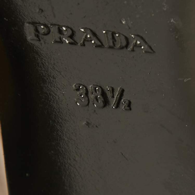 Pre Owned Prada Beige Patent Leather Smoking Slippers Size 38.5