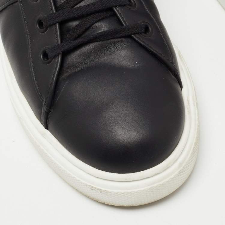Pre Owned Prada Black Leather Lace Up Sneakers Size 39