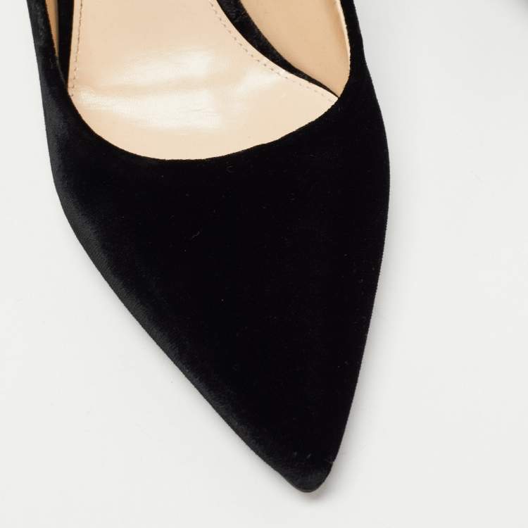 Pre Owned Prada Black Velvet Pointed Toe Pumps Size 38.5