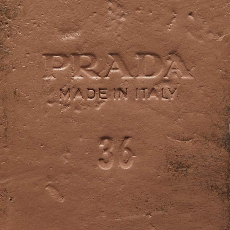 Pre Owned Prada Metallic Gold Glitter Leather Flat Slides Size 36