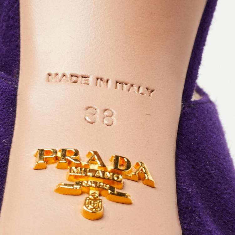 Pre Owned Prada Purple Suede Peep Toe Strappy Slingback Sandals Size 38