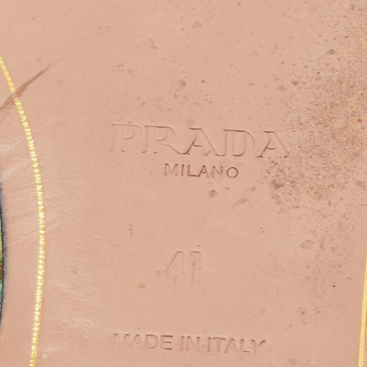 Pre Owned Prada Green/Brown Python Flat Slides Size 41