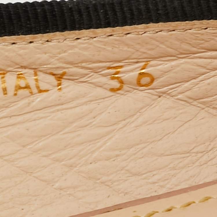 Pre Owned Prada Beige/Black Patent Leather Ballet Flats Size 36