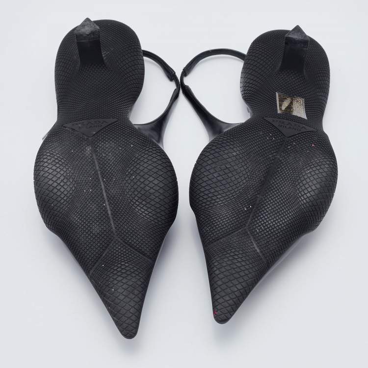 مملوكة مسبقًا Prada Black Leather Slingback Pumps Size 37