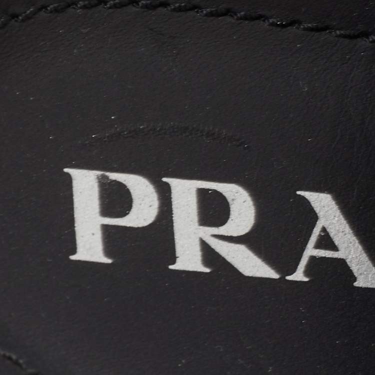 Pre Owned Prada Black Fabric Logo Low Top Sneakers Size 38.5