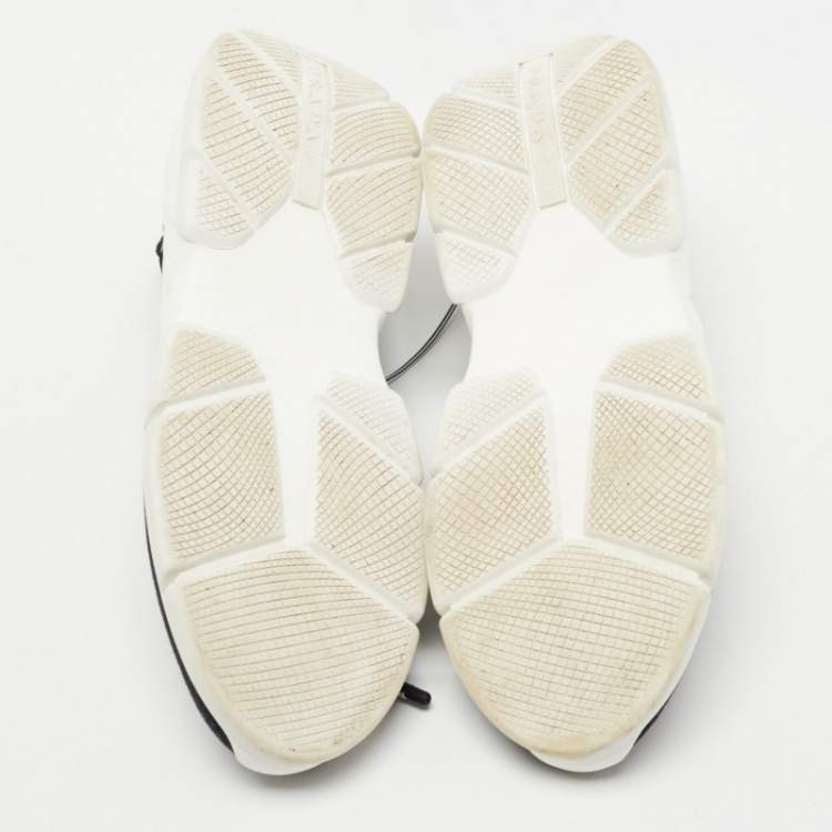 Pre Owned Prada Black Fabric Logo Low Top Sneakers Size 38.5