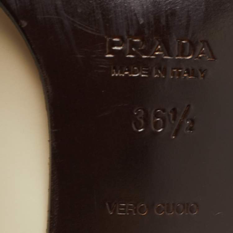 Pre Owned Prada Cream Leather Round Toe Pumps Size 36.5