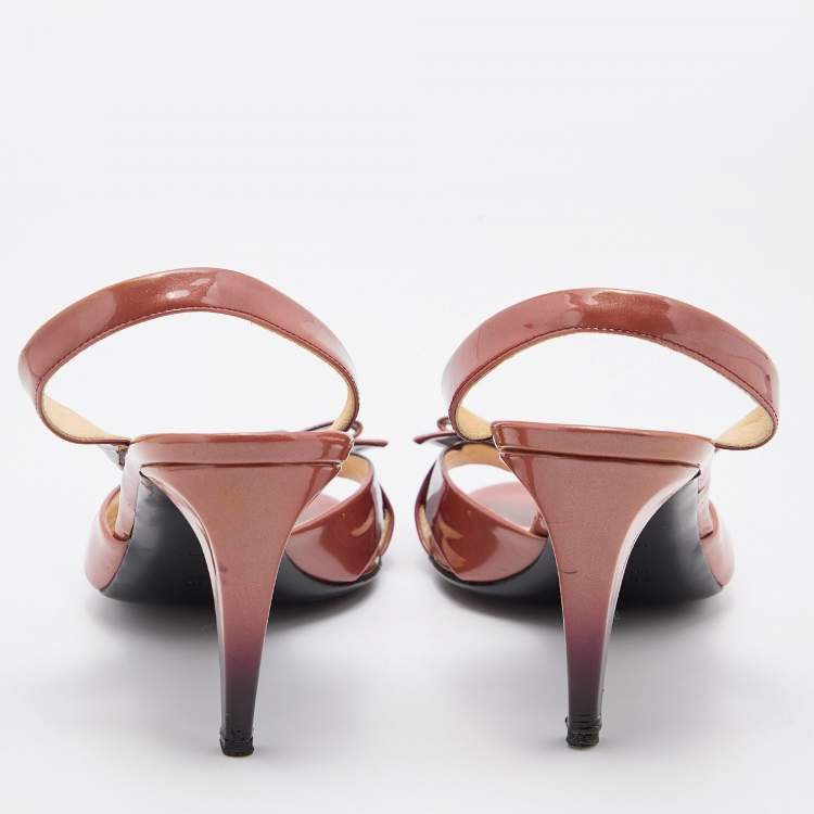 Pre Owned Prada Two Tone Patent Leather Bow Slingback Sandals Size 42