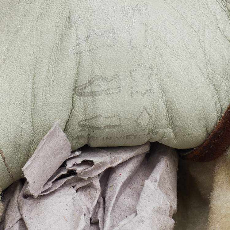 Pre Owned Prada Brown/White Nubuck Leather and Shearling Fur Lace Up Sneakers Size 39