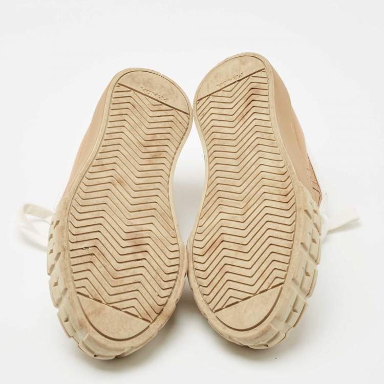 Pre Owned Prada Brown/White Canvas Low Top Sneakers Size 38