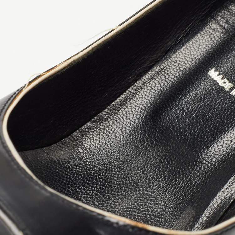 Pre Owned Prada Black Leather Round Toe Pumps Size 38.5