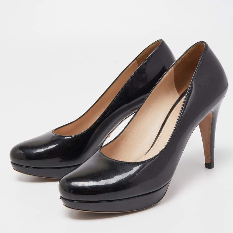 Pre Owned Prada Black Patent Leather Pumps Size 37.5