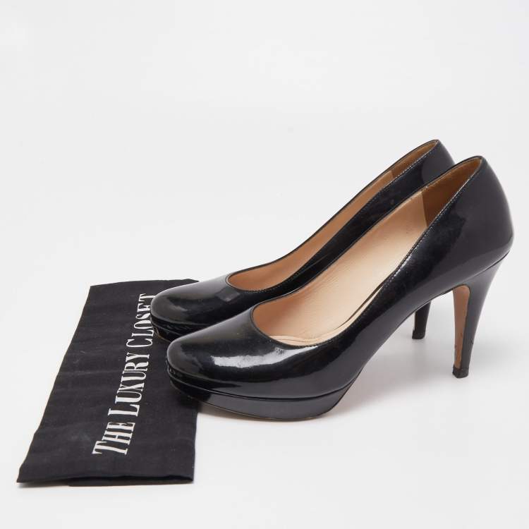 Pre Owned Prada Black Patent Leather Pumps Size 37.5