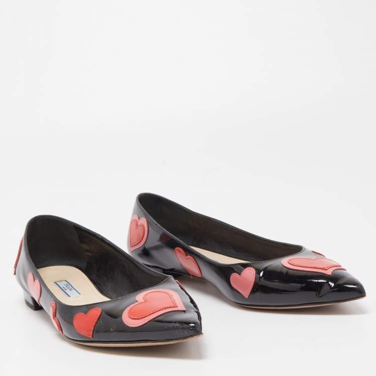 Pre Owned Prada Black Patent Leather Ballet Flats Size 39
