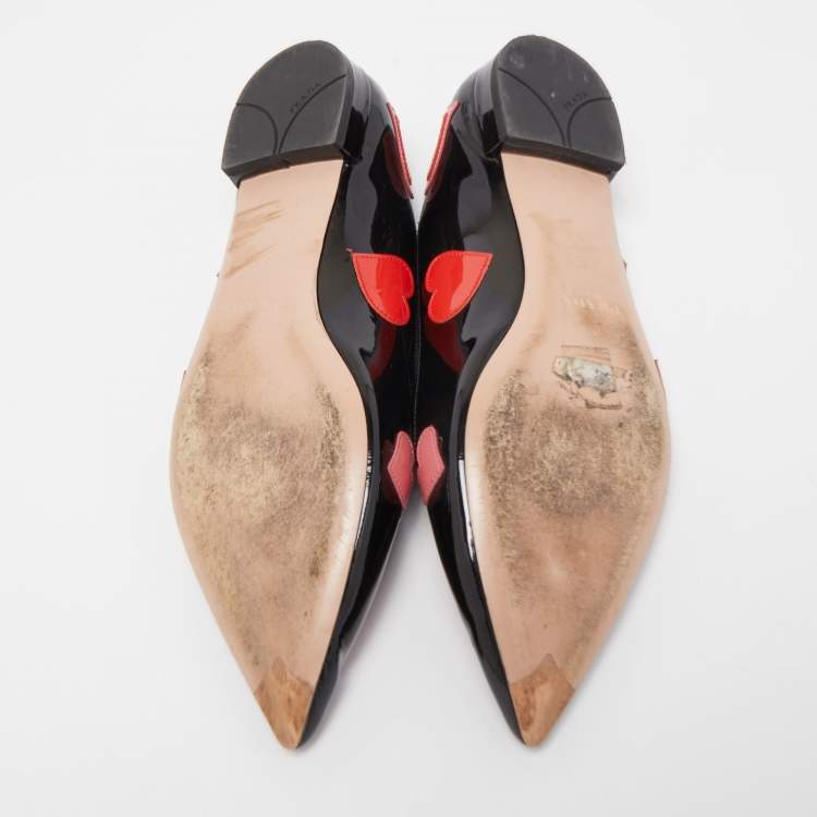Pre Owned Prada Black Patent Leather Ballet Flats Size 39
