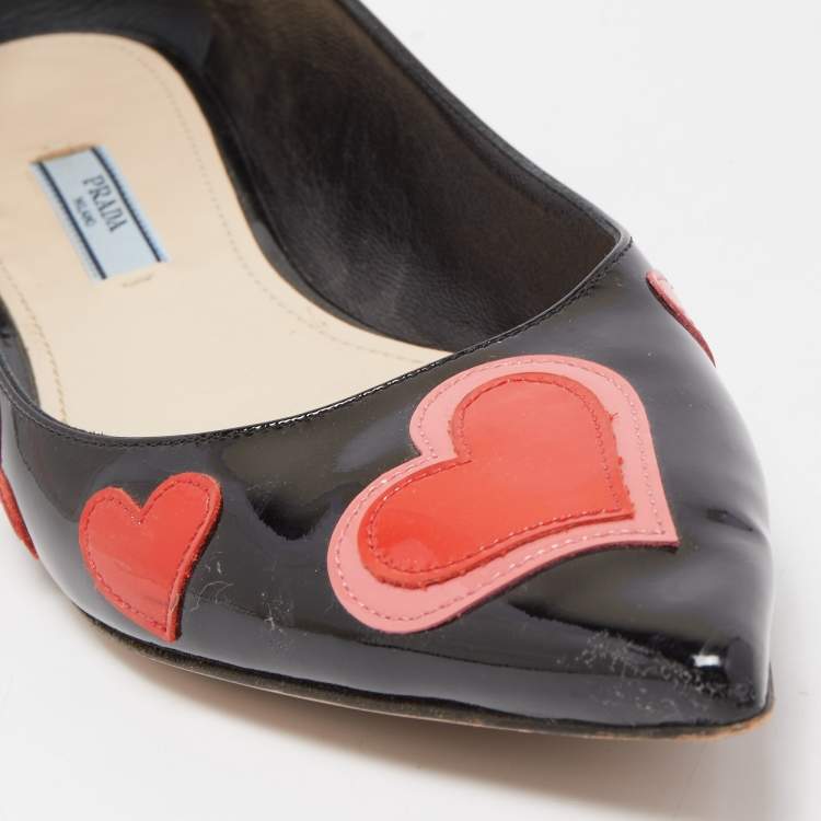 Pre Owned Prada Black Patent Leather Ballet Flats Size 39