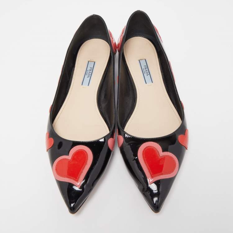 Pre Owned Prada Black Patent Leather Ballet Flats Size 39