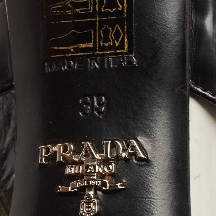 Pre Owned Prada Tricolor Leather and Rubber Slingback Pumps Size 39
