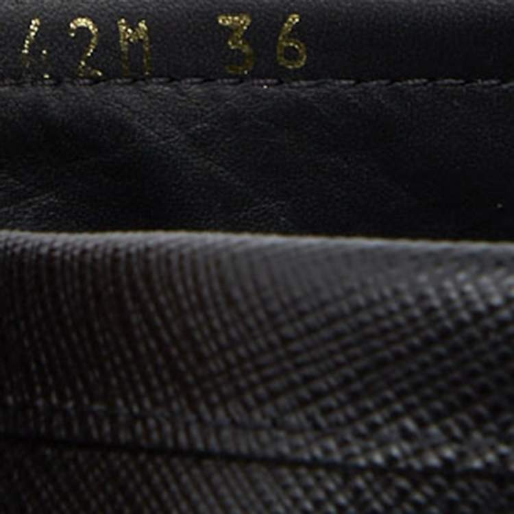 Pre Owned Prada Black Saffiano Leather Bow Detail Loafers Size 36