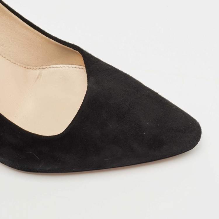 Pre Owned Prada Black Suede Pointed Toe Pumps Size 38.5