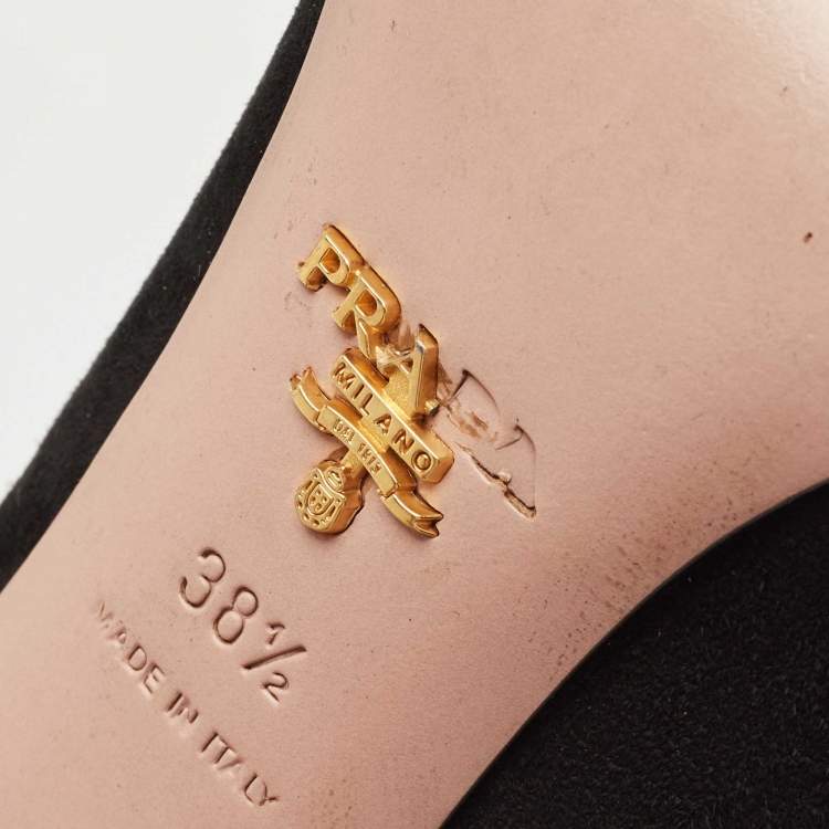 Pre Owned Prada Black Suede Pointed Toe Pumps Size 38.5