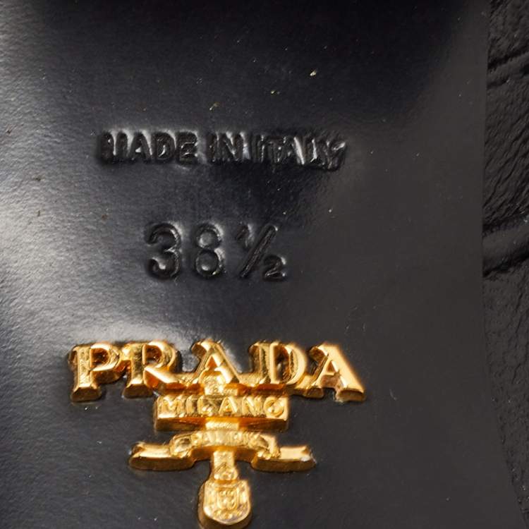 Pre Owned Prada Black Leather Ankle Boots Size 38.5