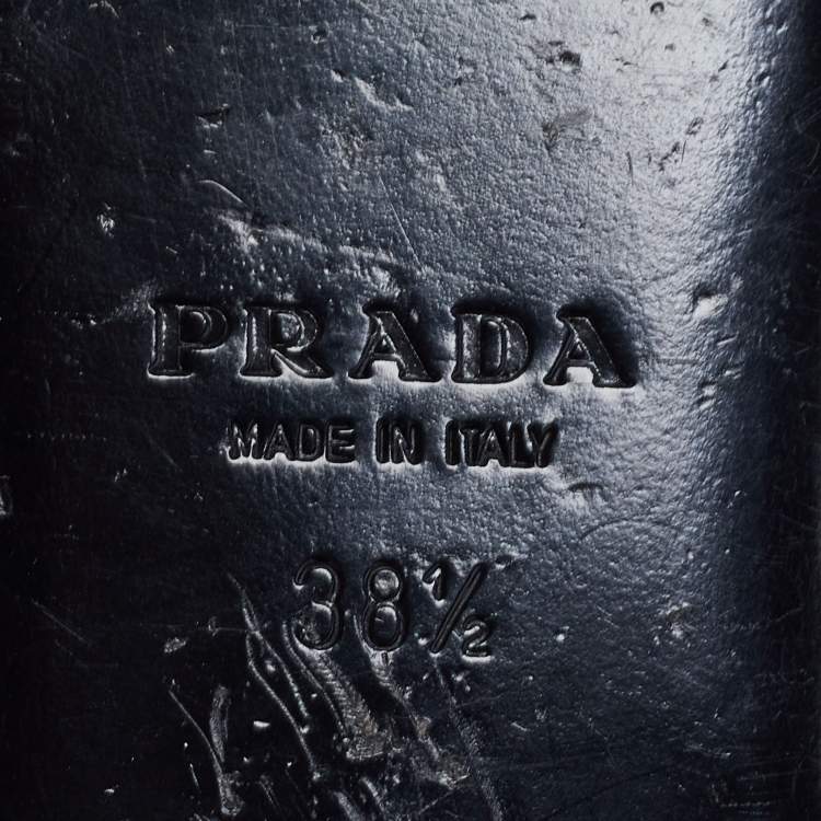 Pre Owned Prada Black Suede Crystal Embellished Flats Size 38.5