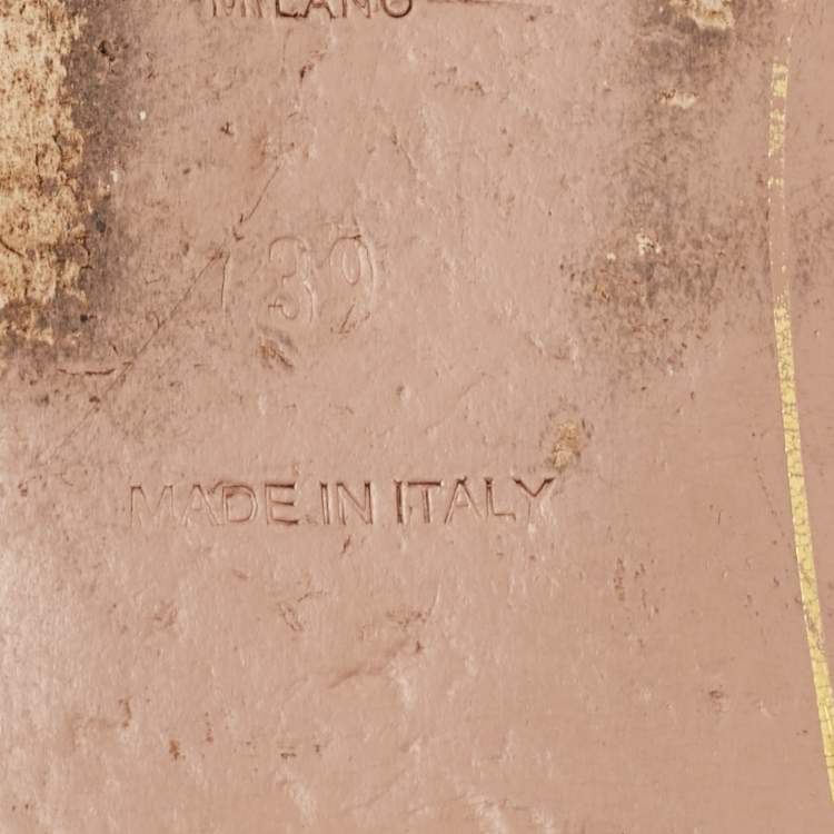 Pre Owned Prada Beige Saffiano Leather Crystal Embellished Flat Slides Size 39