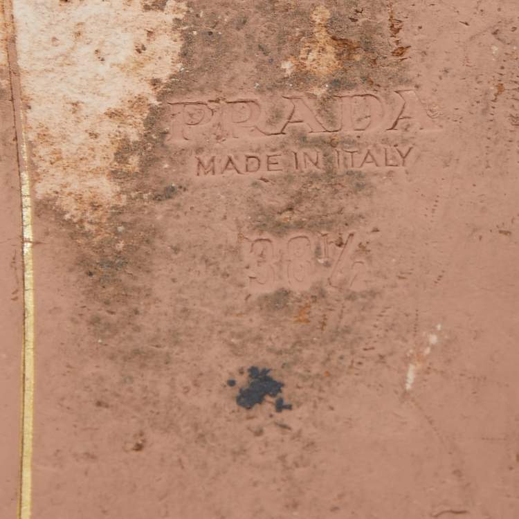 Pre Owned Prada Yellow/Brown Python Flat Slides Size 38.5