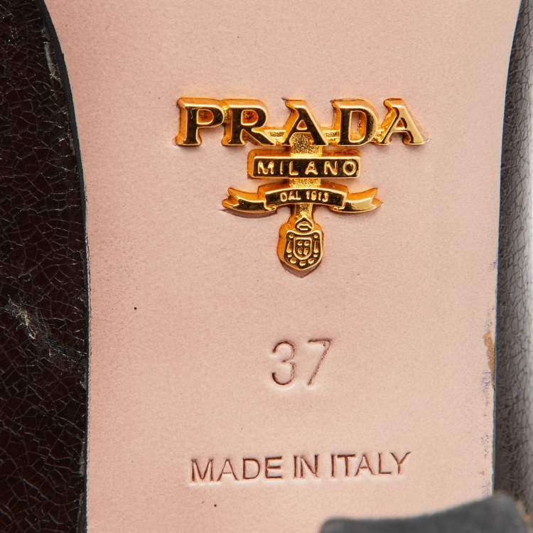 Pre Owned Prada Brown Leather Bow Pumps Size 37