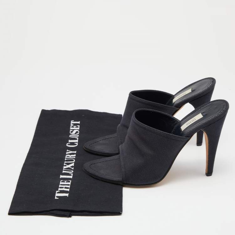 Pre Owned Prada Dark Blue Denim Platform Slide Size 38.5