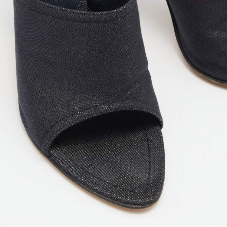 Pre Owned Prada Dark Blue Denim Platform Slide Size 38.5