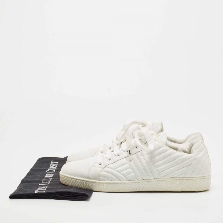 Pre Owned Prada White Quilted Leather Low Top Sneakers Size 41.5 