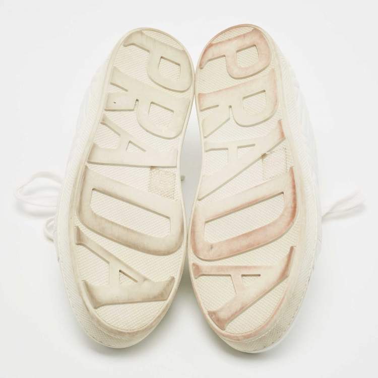 Pre Owned Prada White Quilted Leather Low Top Sneakers Size 41.5 