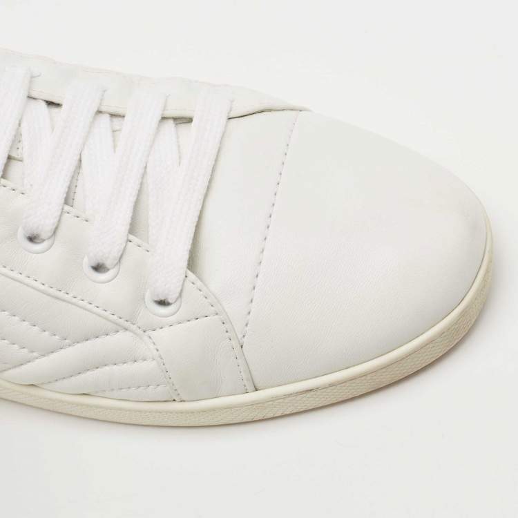 Pre Owned Prada White Quilted Leather Low Top Sneakers Size 41.5 