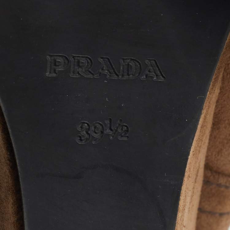 مملوكة مسبقًا Prada Brown Suede  Knee Length Boots Size 39.5