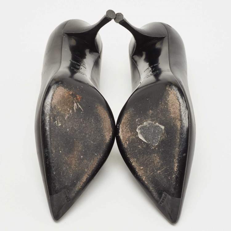 Pre Owned Prada Black Leather Pointed Toe Pumps Size 37