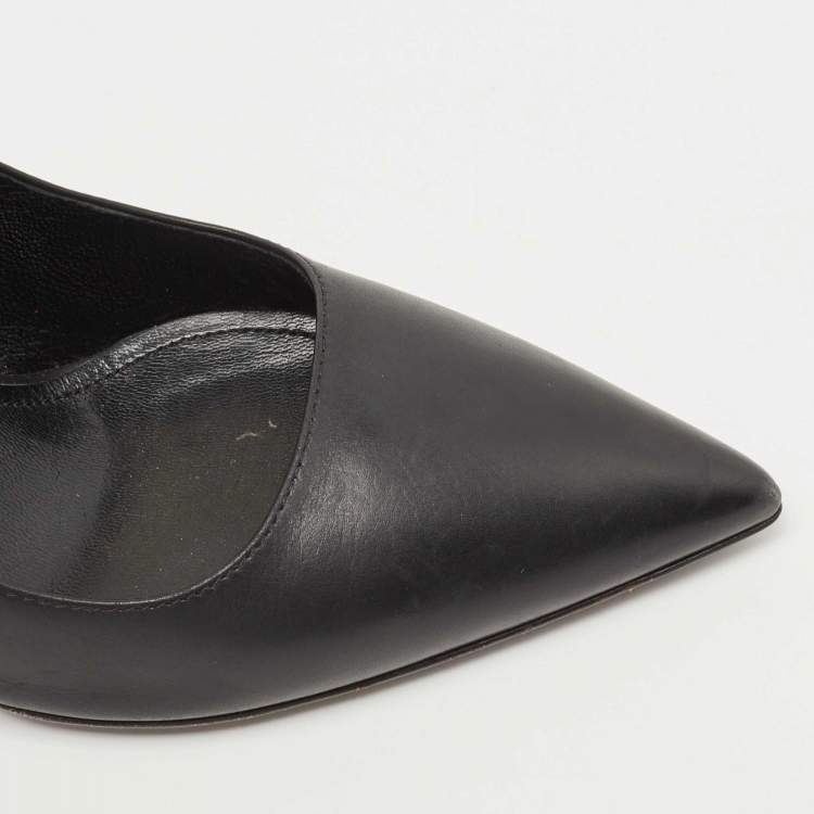 Pre Owned Prada Black Leather Pointed Toe Pumps Size 37