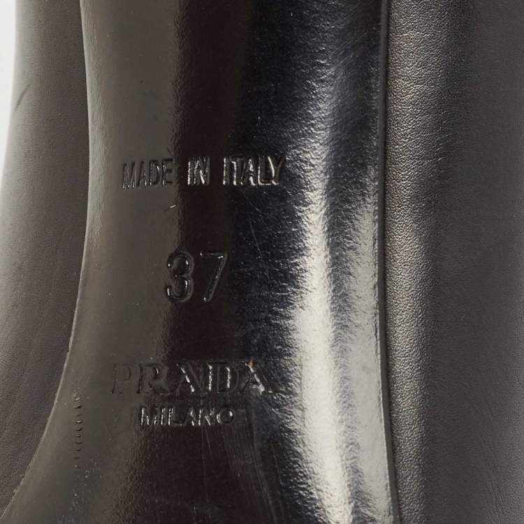 Pre Owned Prada Black Leather Pointed Toe Pumps Size 37